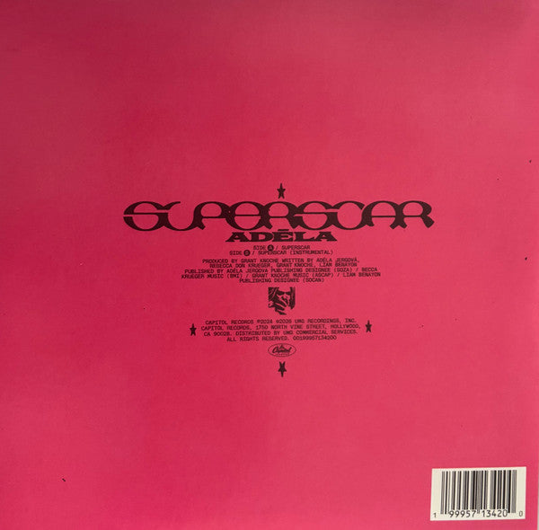 Adéla Jergová Superscar 7" vinyl single back cover with credits and barcode