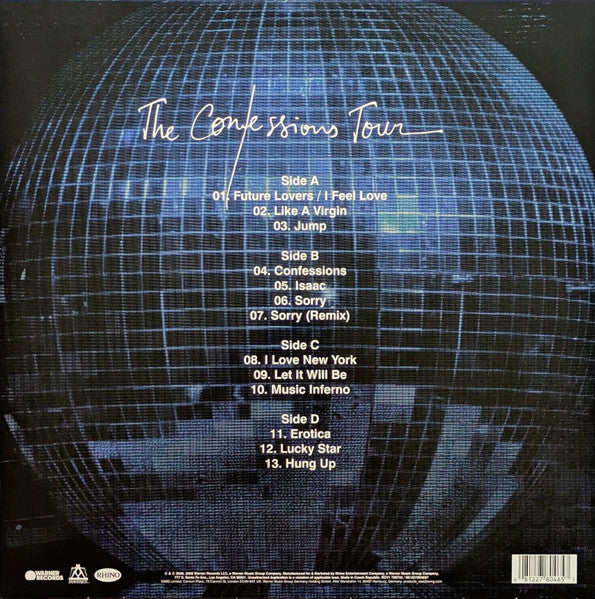 Madonna The Confessions Tour vinyl 2LP back cover with tracklist and barcode
