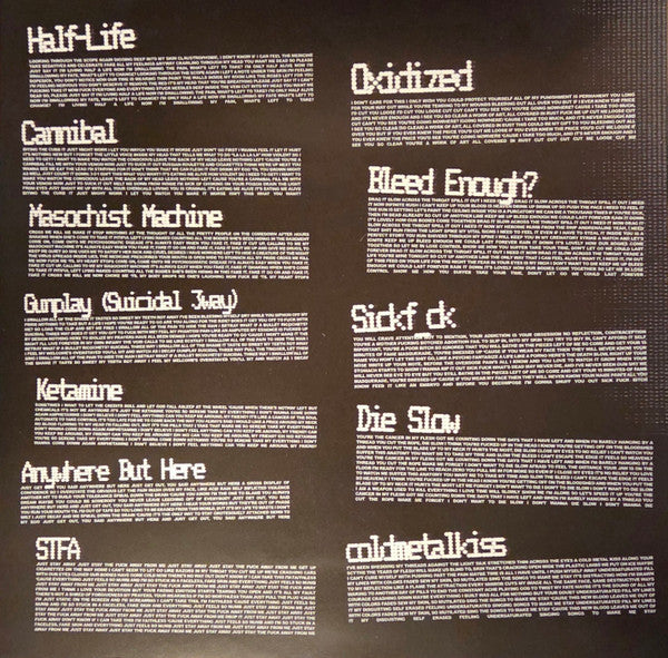 Moodring Death Fetish vinyl LP inner sleeve with lyrics