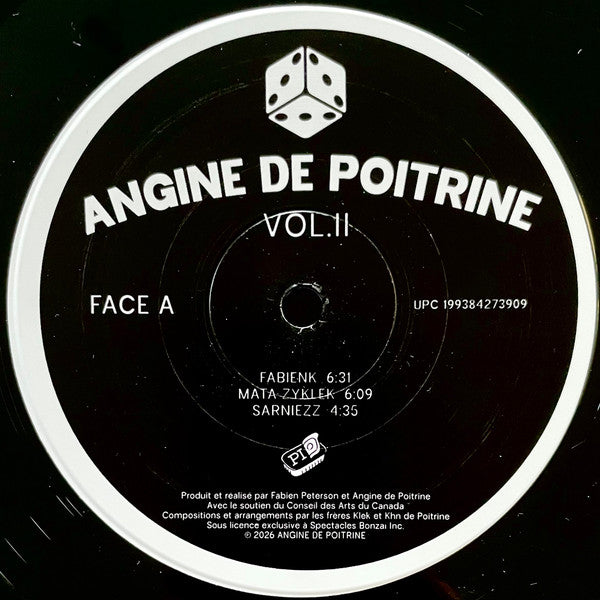Angine De Poitrine Vol. II limited edition 180g vinyl LP Face A label