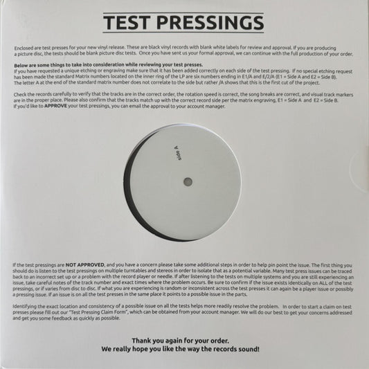 Lisa Loeb & Nine Stories Tails vinyl test pressing with instruction sheet and side A white label