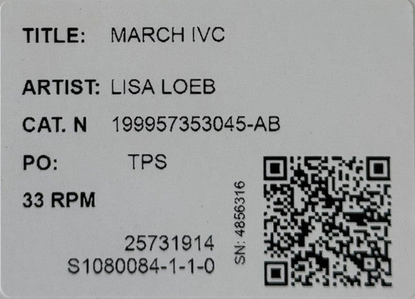 Lisa Loeb & Nine Stories Tails vinyl test pressing jacket info sticker with QR code