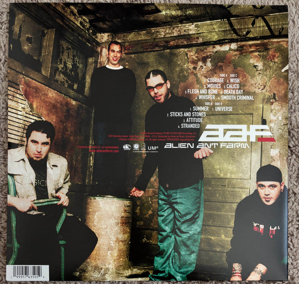 Alien Ant Farm ANThology vinyl 2LP back cover with band photo, tracklist and barcode