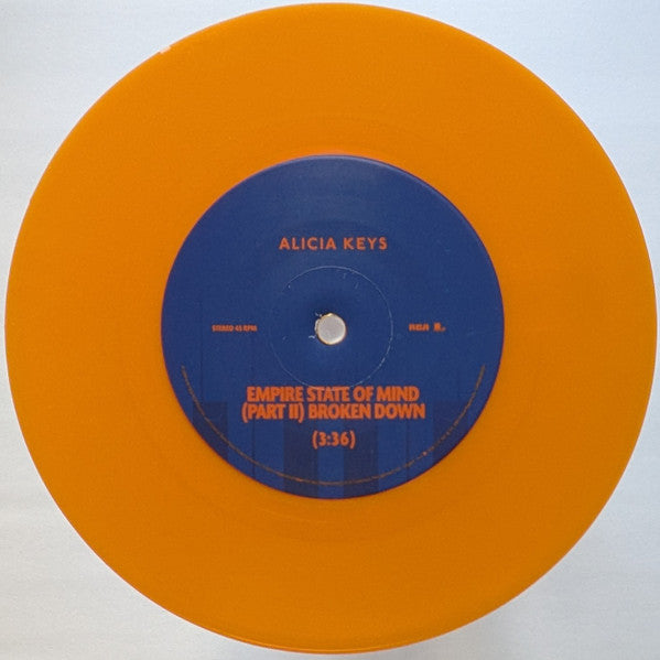 Alicia Keys : Empire State Of Mind (Part II) Broken Down / No One (Acoustic) (7", Ora)