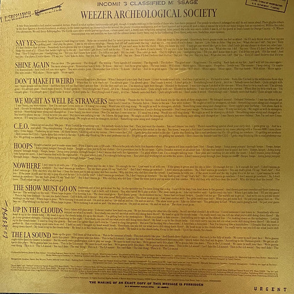 Weezer : Weezer (LP, Album, Ltd, Gol)