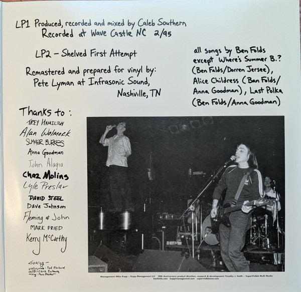 Ben Folds Five "30th Anniversary" vinyl 2LP inner sleeve with credits and live photo