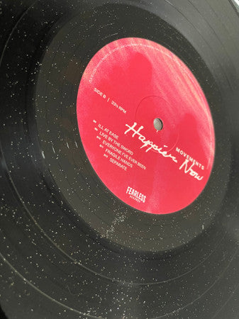 Movements Happier Now limited edition black ice glitter vinyl LP, side B label