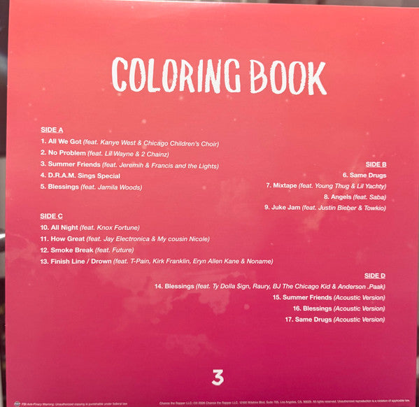 Chance The Rapper : Coloring Book (2xLP, Album, Dlx, RE, Pin)