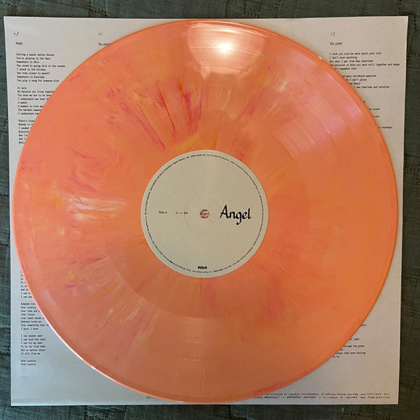 Lizzy McAlpine Angel limited edition peach marble vinyl record and label
