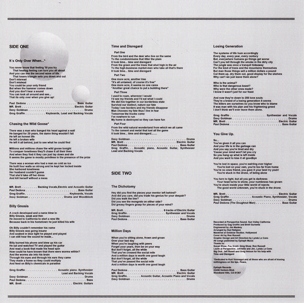 Bad Religion Into The Unknown vinyl LP lyric sheet insert
