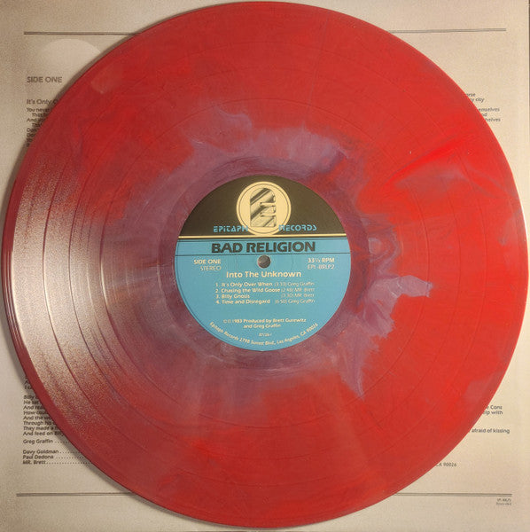 Bad Religion Into The Unknown limited edition red nebula splash vinyl record and Epitaph label