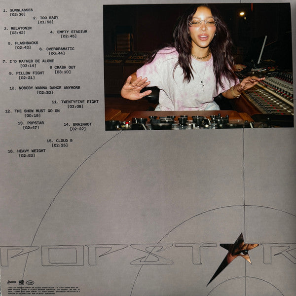 Tinashe Popstar vinyl LP back cover with tracklist