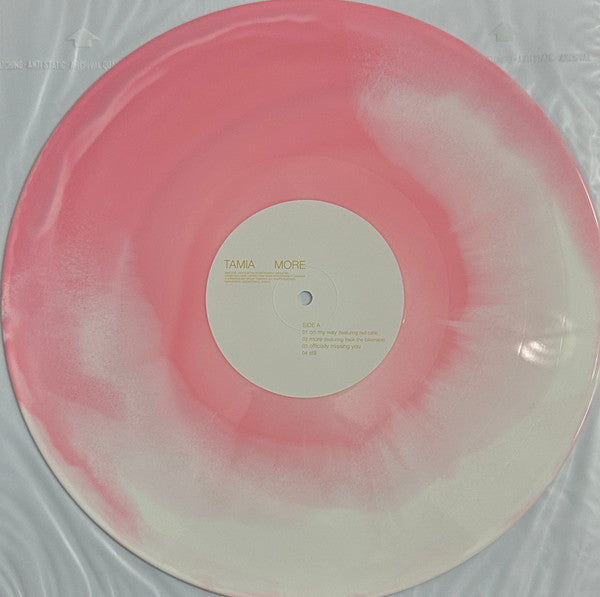 Tamia More limited edition pink swirl vinyl record and label