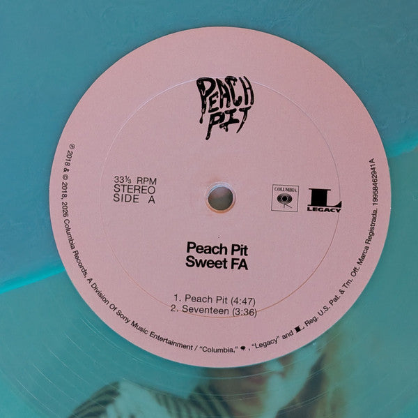 Peach Pit Sweet FA Halocline Blue 12" vinyl EP side A label close-up