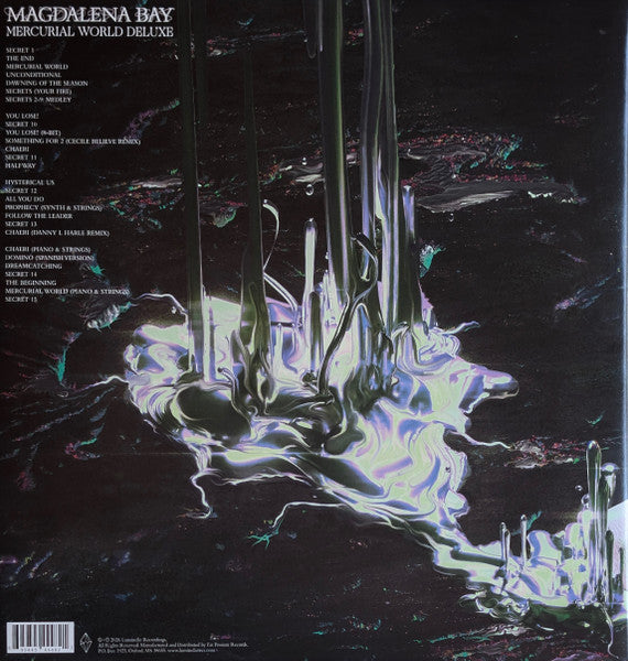 Magdalena Bay Mercurial World Deluxe vinyl 2LP back cover with tracklist and barcode