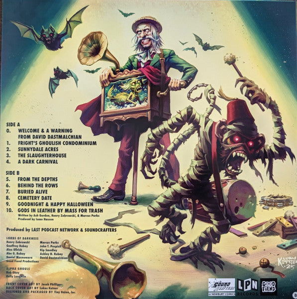 Last Podcast On The Left Fright Jannsen's Revolting Repository Of Ghastly Sounds vinyl LP back cover with tracklist