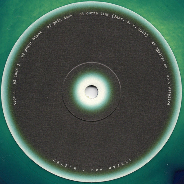Kelela New Avatar limited edition Lake Queen green in blue vinyl label close-up