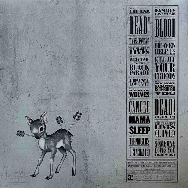 My Chemical Romance The Black Parade vinyl 2LP back cover with tracklist
