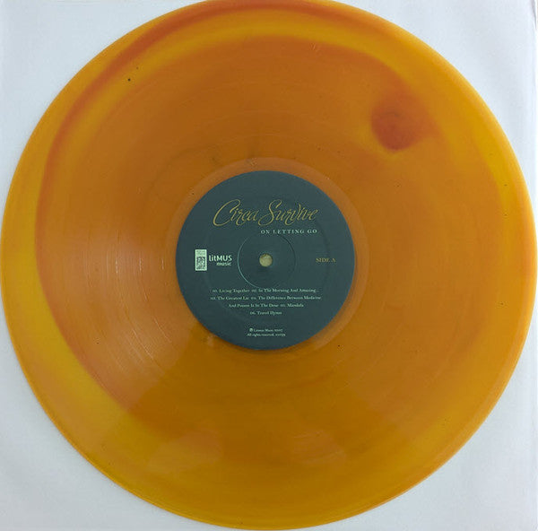 Circa Survive On Letting Go limited edition orange, red & black sunburst vinyl record and label