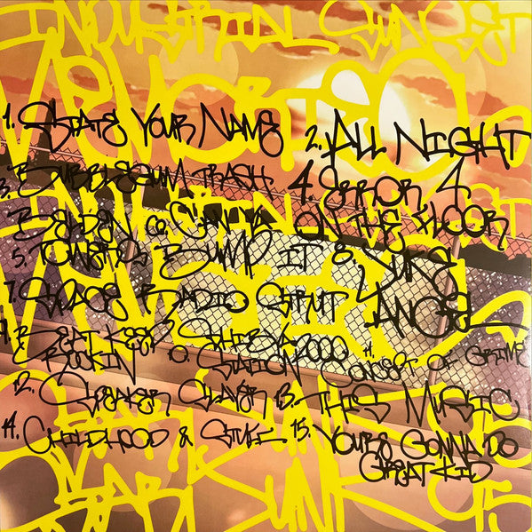Starjunk 95 Industrial Sunset Memories vinyl LP back cover with handwritten-style tracklist