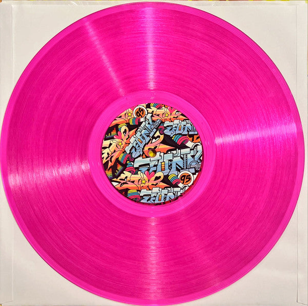 Starjunk 95 Industrial Sunset Memories limited edition translucent pink vinyl record side A and label