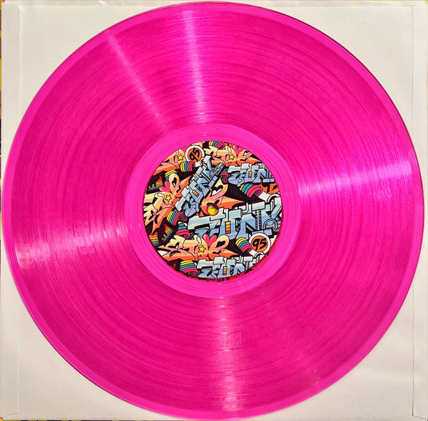 Starjunk 95 Industrial Sunset Memories limited edition translucent pink vinyl record side B and label