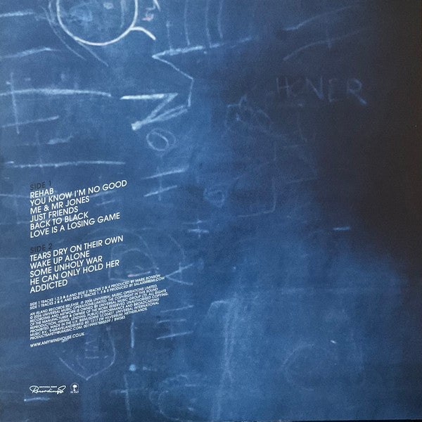 Amy Winehouse Back To Black vinyl LP back cover with tracklist