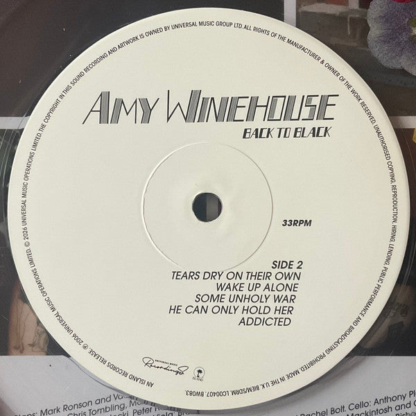 Amy Winehouse Back To Black vinyl LP side 2 label close-up