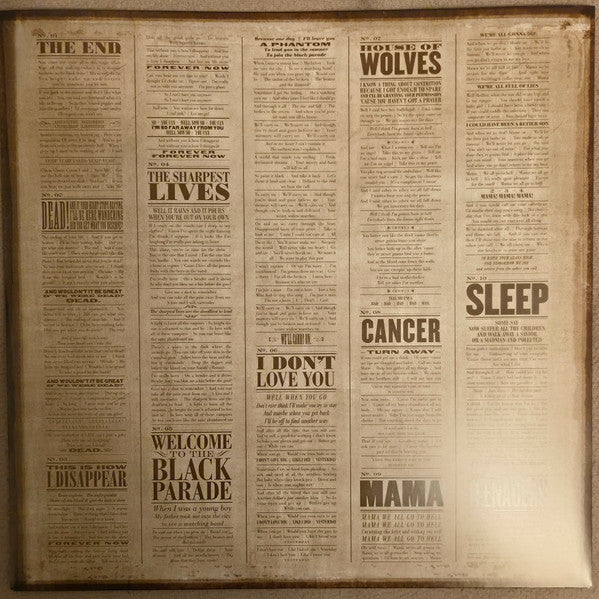 My Chemical Romance The Black Parade vinyl LP printed inner sleeve with lyrics