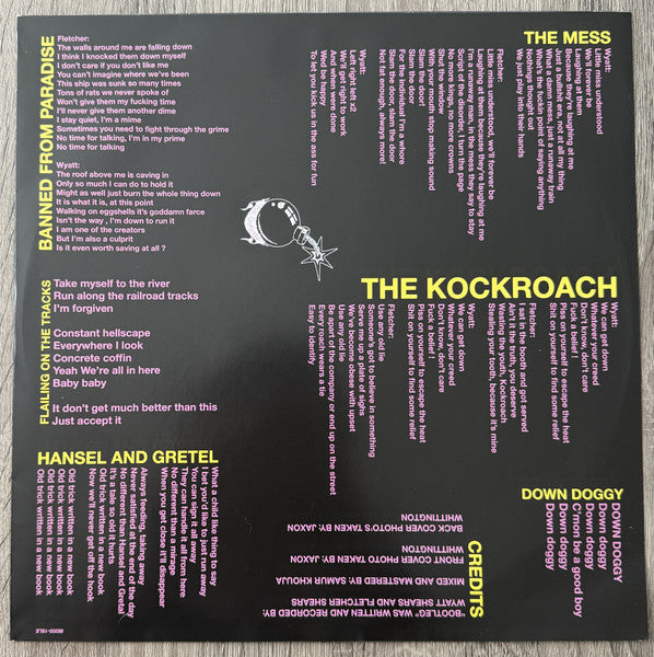 The Garden Bootleg vinyl LP lyric insert, reverse with credits