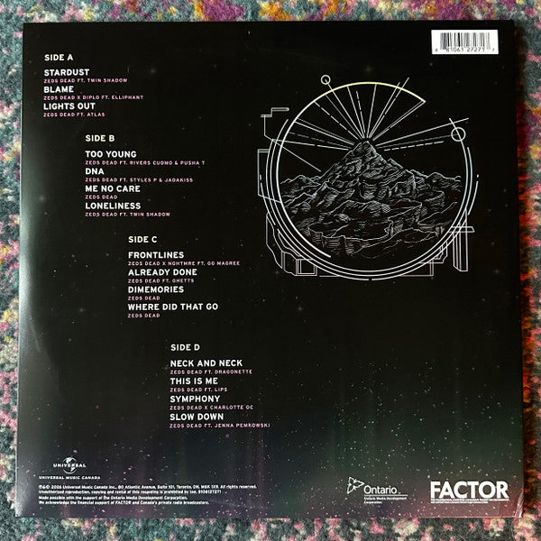 Zeds Dead Northern Lights vinyl 2LP back cover with tracklist and barcode
