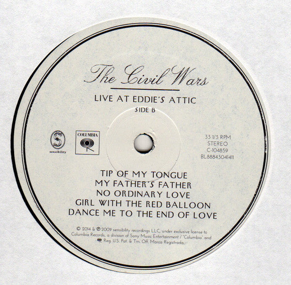 The Civil Wars : Live At Eddie's Attic (LP, Album, RSD, Ltd)