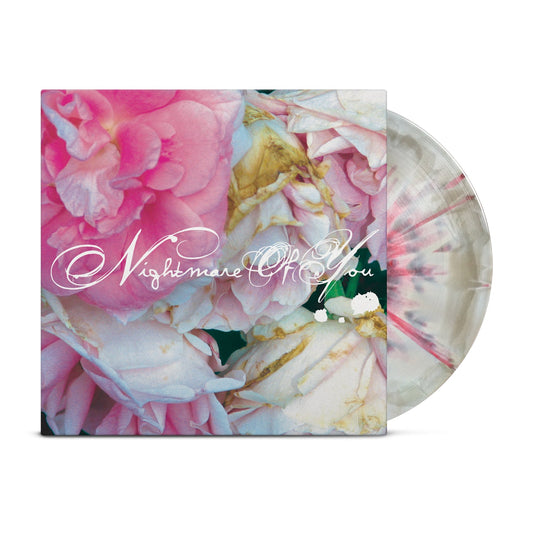 Nightmare Of You self-titled limited edition grey sunburst with pink cerise splatter vinyl LP mockup