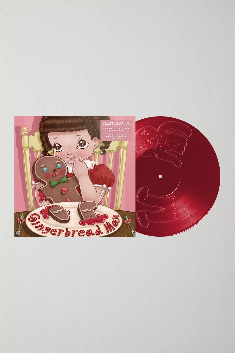 Melanie Martinez Gingerbread Man limited edition etched red apple 12" vinyl with cover mockup