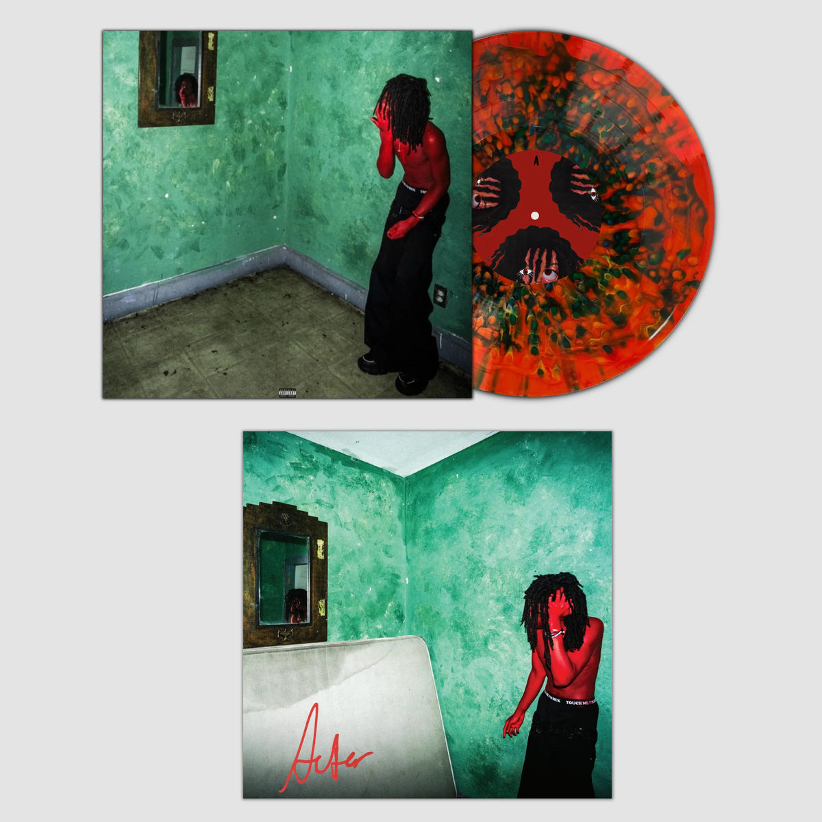 aeter SKIN TURNS RED signed limited edition red black splatter vinyl LP with signed insert mockup