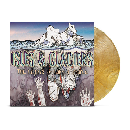 Isles & Glaciers The Hearts Of Lonely People limited edition metallic gold vinyl LP mockup