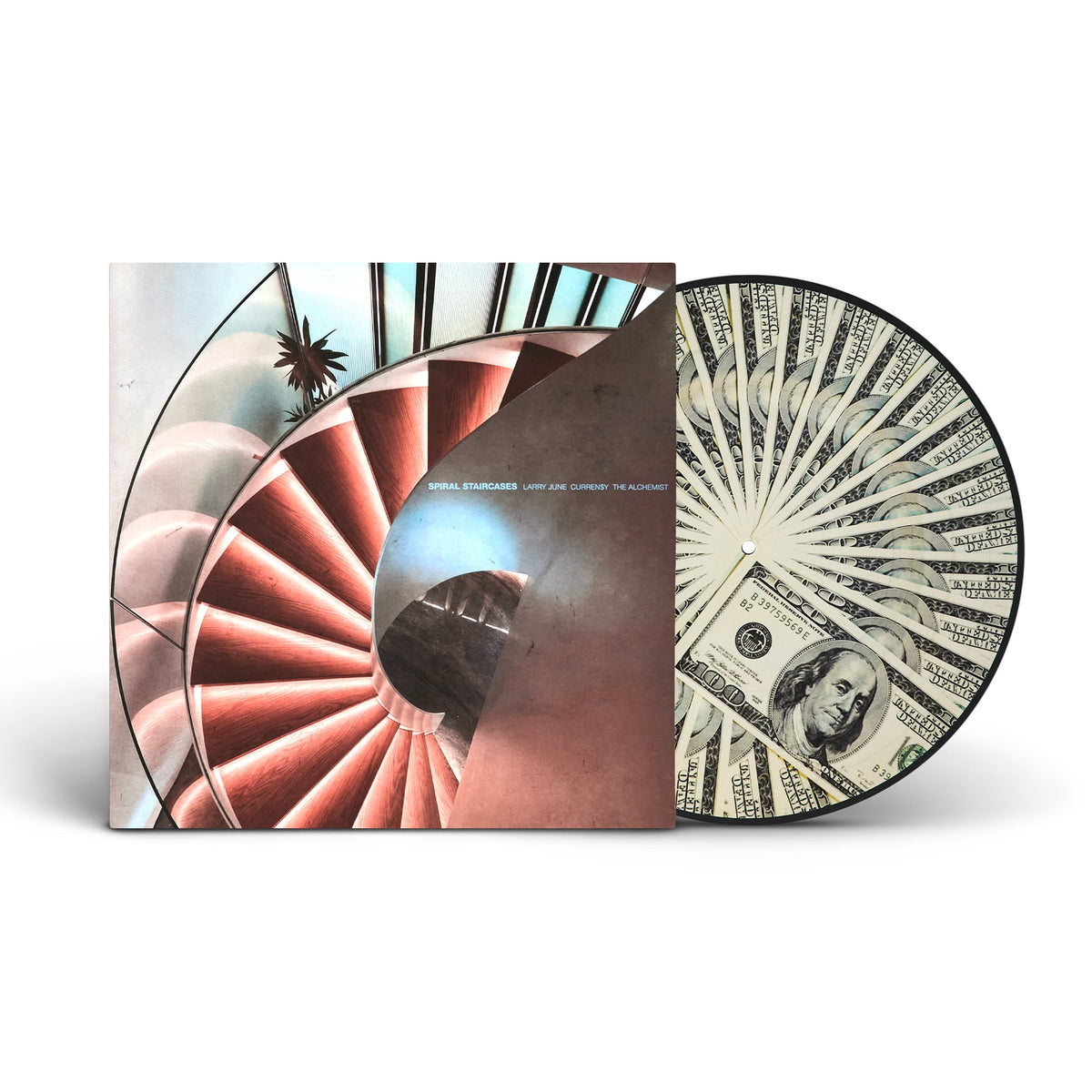 Alchemist Larry June Curren$y Spiral Staircases limited edition Money Spread picture disc vinyl LP mockup