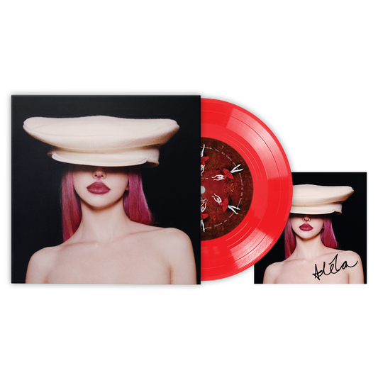 ADÉLA KGB limited edition red 7" vinyl single mockup with picture sleeve and signed insert