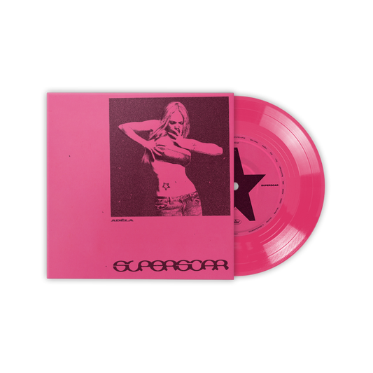 ADÉLA Superscar limited edition pink 7" vinyl single mockup with picture sleeve