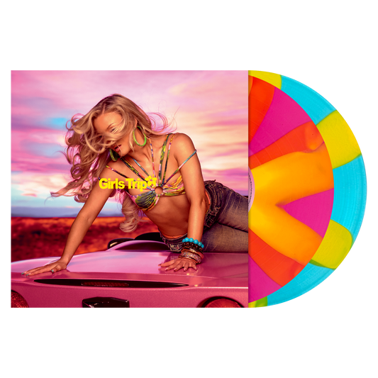 Zara Larsson Midnight Sun: Girls Trip limited edition blue + sun ray, pink + sun ray 2LP vinyl mockup
