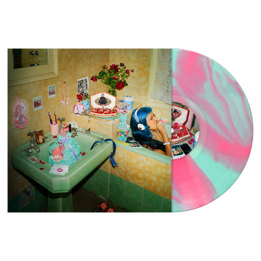 Ecca Vandal Looking For People To Unfollow limited edition numbered sky blue + hot pink ripple vinyl LP mockup