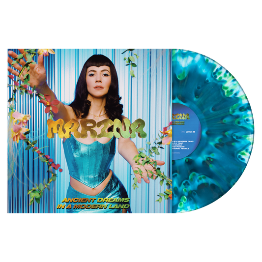 Marina Ancient Dreams In A Modern Land limited edition turquoise green torrent vinyl LP mockup