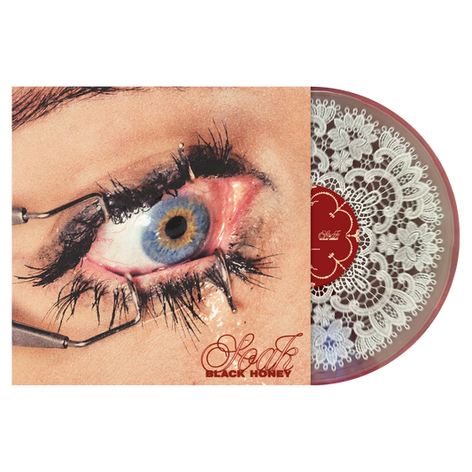 Black Honey Soak limited edition crochet doily-filled vinyl LP mockup with cover