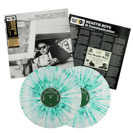 Beastie Boys Ill Communication limited edition green and white splatter vinyl 2LP mockup with cover