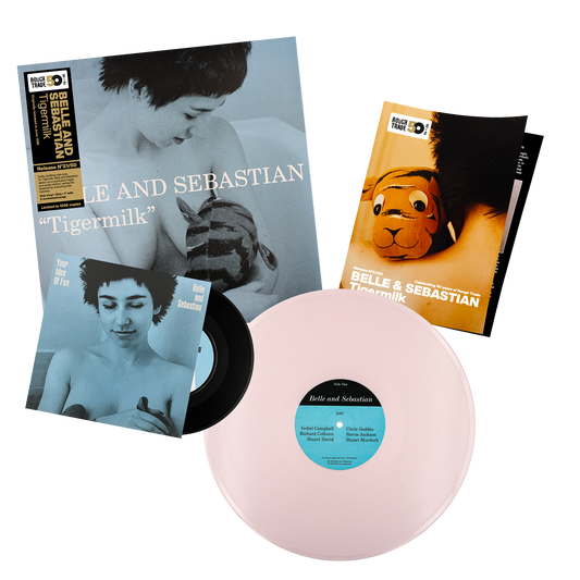 Belle & Sebastian Tigermilk limited edition pink vinyl LP + 7" single Rough Trade 50 mockup
