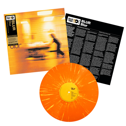 Blur Blur limited edition orange, yellow splatter vinyl LP Rough Trade 50 mockup