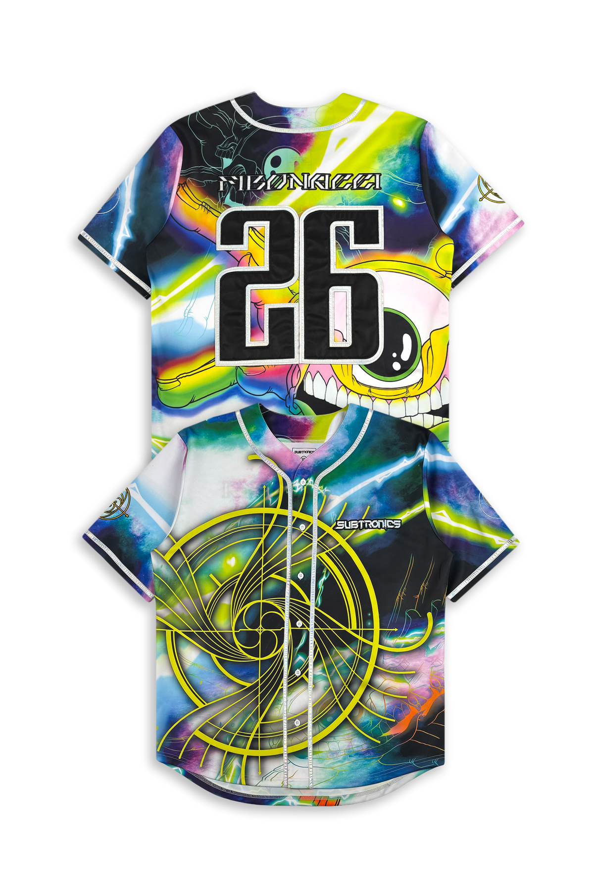 Subtronics x Aaron Brooks Fibonacci baseball jersey front and back