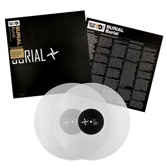 Burial Burial Rough Trade 50 limited edition crystal clear vinyl 2LP mockup