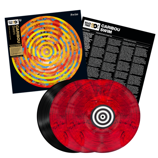 Caribou Swim Rough Trade 50 limited edition red, black marble 2LP vinyl + 12" set mockup