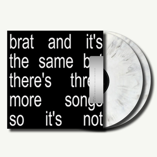 Charli XCX Brat And It's The Same But There's Three More Songs So It's Not limited edition white vinyl 2LP mockup